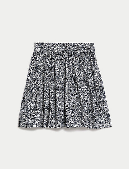 Pure Cotton Floral Mini Tiered Skirt