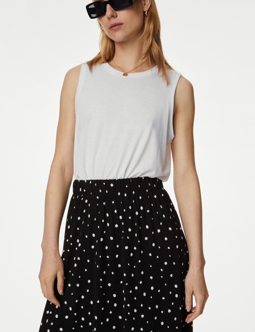 Jersey Printed Midi Skater Skirt image 3