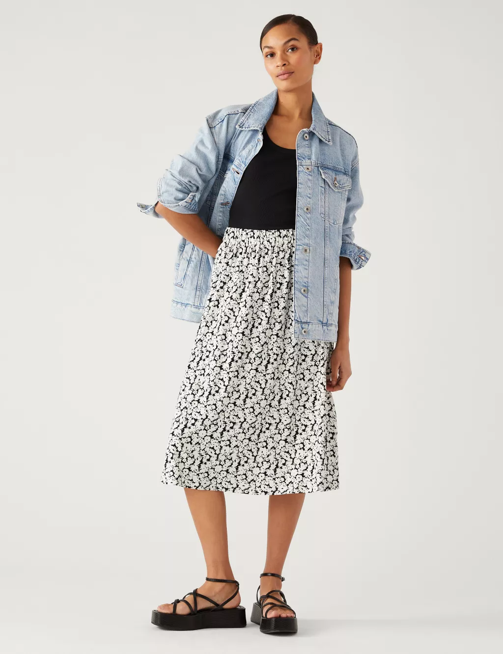Jersey Printed Midi Skater Skirt | M&S Collection | M&S