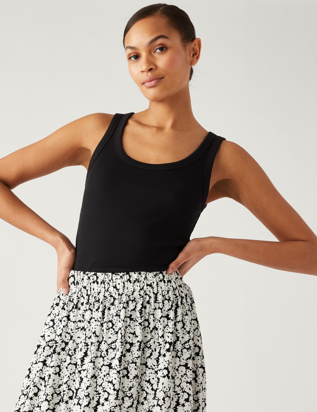Jersey Printed Midi Skater Skirt image 3