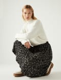 Jersey Printed Midi Skater Skirt
