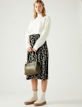 Jersey Printed Midi Skater Skirt