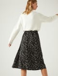 Jersey Printed Midi Skater Skirt