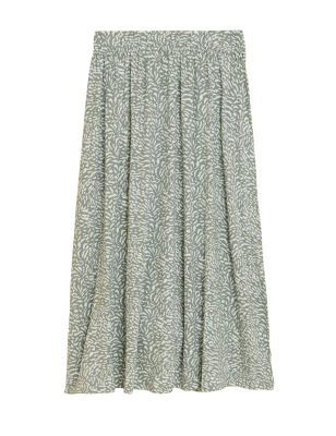 

Womens M&S Collection Gemusterter Midi-Glockenrock aus Jersey - Khaki Mix, Khaki Mix