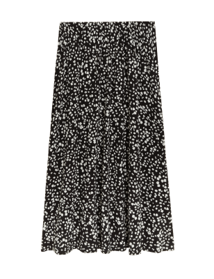 

Womens M&S Collection Jersey Printed Midi A-Line Skirt - Black Mix, Black Mix