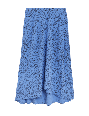 

M&S Collection Falda cruzada a media pierna con estampado de florecillasWomens - Blue Mix, Blue Mix