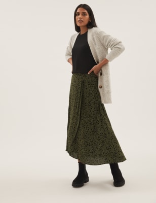 

Womens M&S Collection Bedruckter Midi-Wickelrock - Green Mix, Green Mix