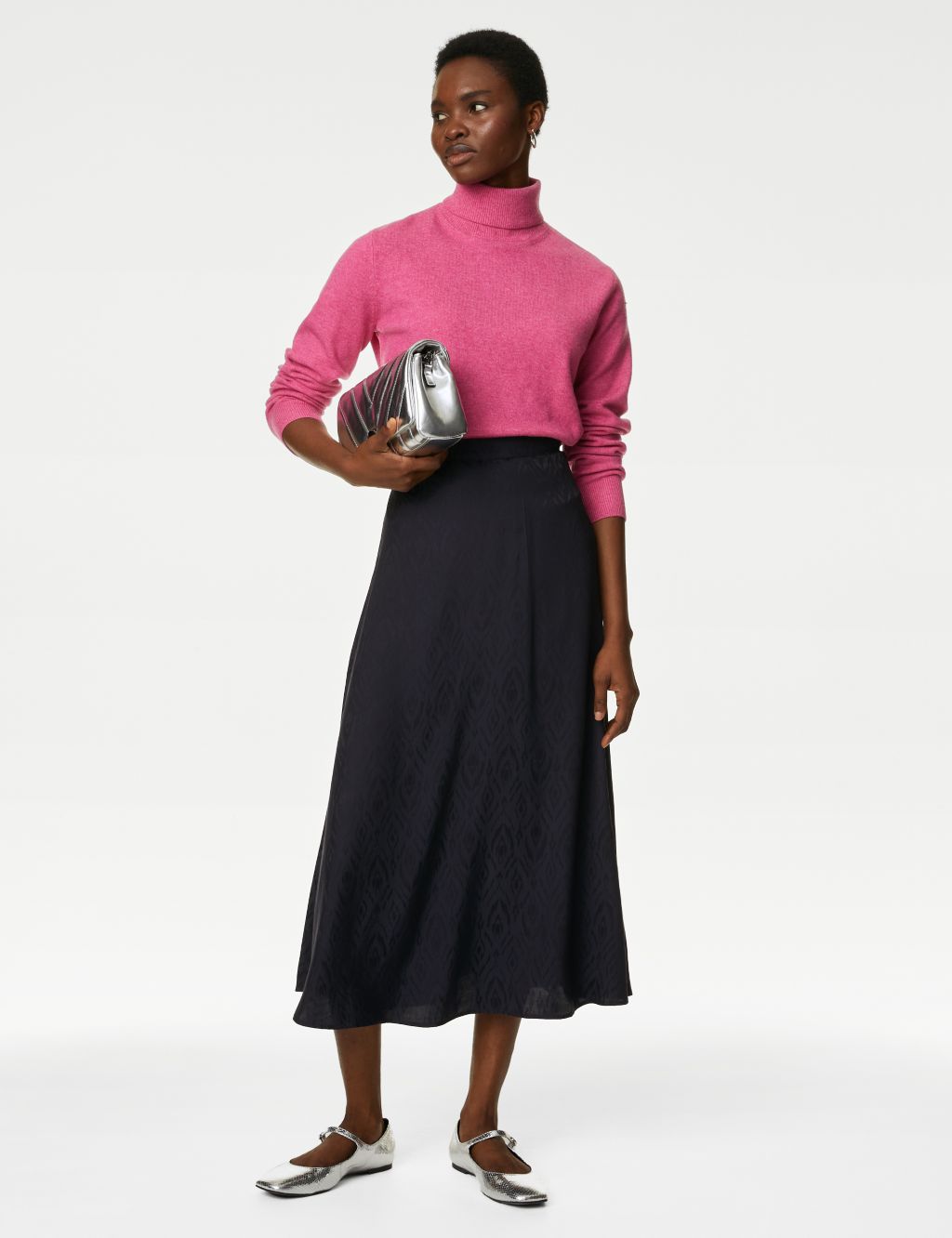 Jacquard Midi Slip Skirt image 1