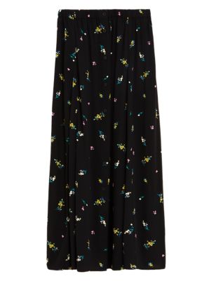 M&S Womens Floral Button Front Midi Skirt