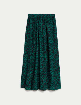 Printed Maxi A-Line Skirt