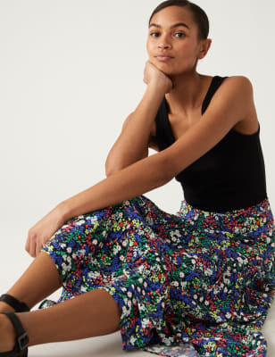 

Womens M&S Collection Midi-Stufenrock mit Muster - Multi, Multi
