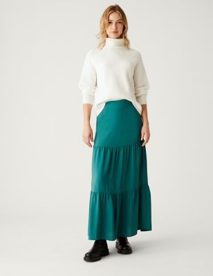 

Womens M&S Collection Maxi Tiered Skirt - Teal, Teal