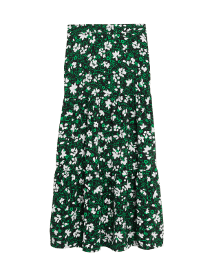 

Womens M&S Collection Floral Maxi Tiered Skirt - Green Mix, Green Mix