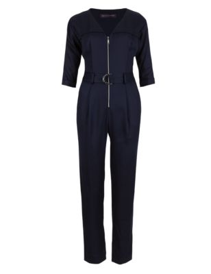 3/4 Sleeve Belted Jumpsuit | M&S Collection | M&S