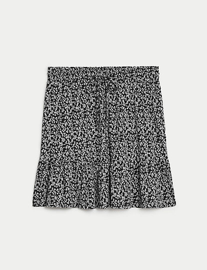 Jersey Printed Mini Tiered Skirt