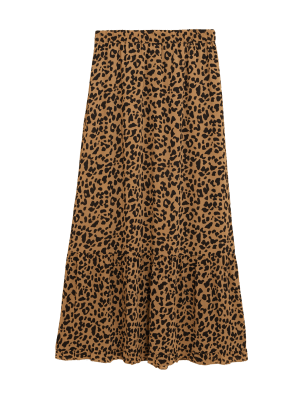 

Womens M&S Collection Printed Midaxi Tiered Skirt - Natural Mix, Natural Mix