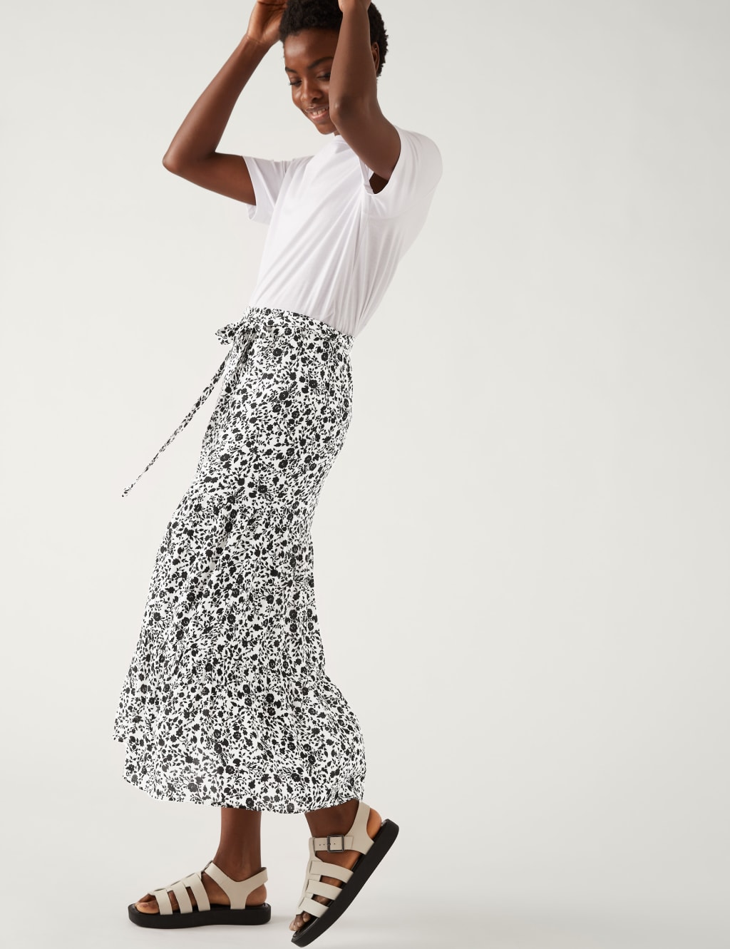 Floral Midaxi Tiered Skirt image 1