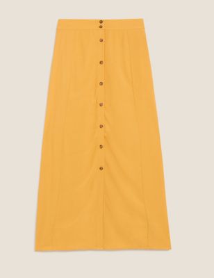 M&S Womens Button Front Maxi A-Line Skirt