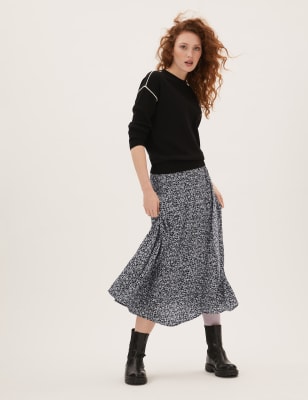 

Womens M&S Collection Ditsy Floral Wrap Midaxi Skirt - Black Mix, Black Mix