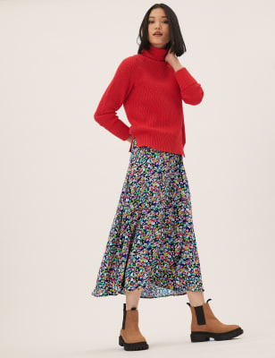 

Womens M&S Collection Ditsy Floral Wrap Midaxi Skirt - Multi, Multi