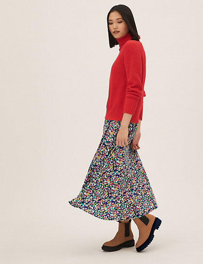 Ditsy Floral Wrap Midaxi Skirt