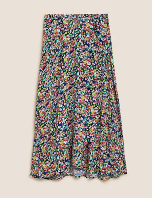 M&S Womens Ditsy Floral Wrap Midaxi Skirt