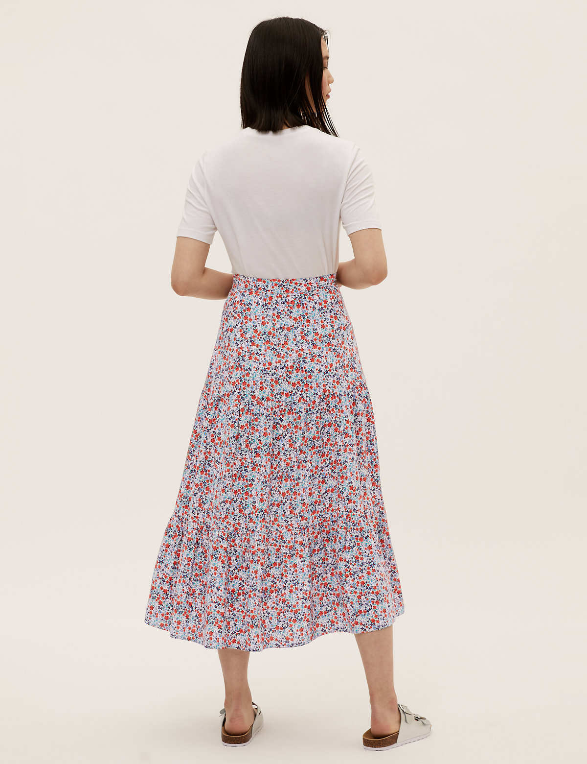 Ditsy Floral Midaxi Tiered Skirt