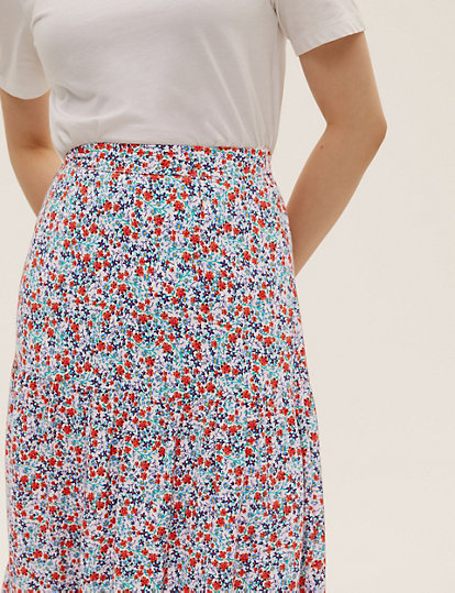 Ditsy Floral Midaxi Tiered Skirt