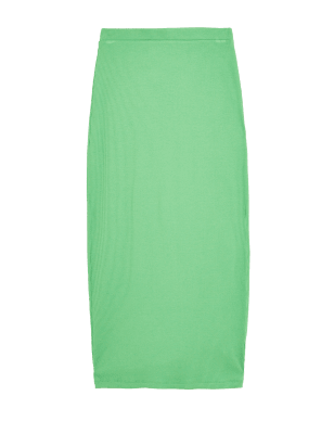 

Womens M&S Collection Jersey Ribbed Maxi Pencil Skirt - Green, Green