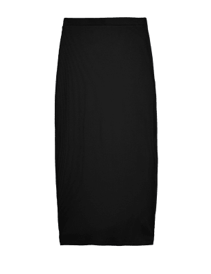 

Womens M&S Collection Maxi-Bleistiftrock aus Jersey mit Rippenmuster - Black, Black