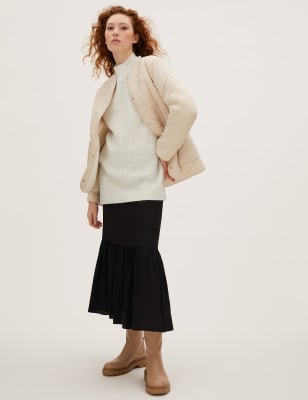 

Womens M&S Collection Midi Tiered Skirt - Black, Black