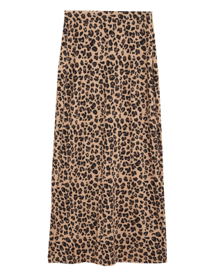 

Womens M&S Collection Animal Print Ribbed Maxi A-Line Skirt - Natural Mix, Natural Mix