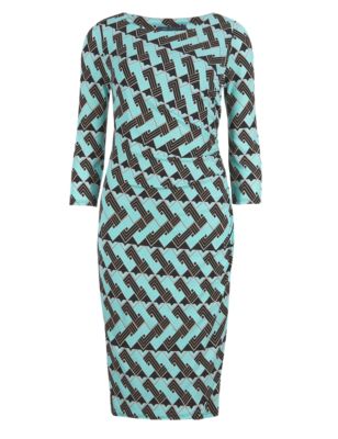 Geometric Print Ruched Waist Bodycon Dress | M&S Collection | M&S