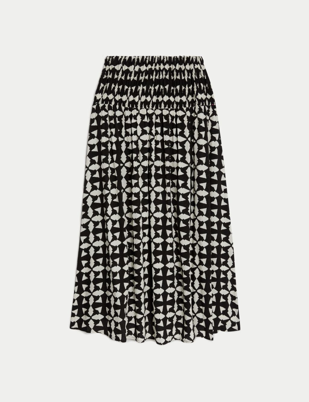 Printed Shirred Midi A-Line Skirt image 2