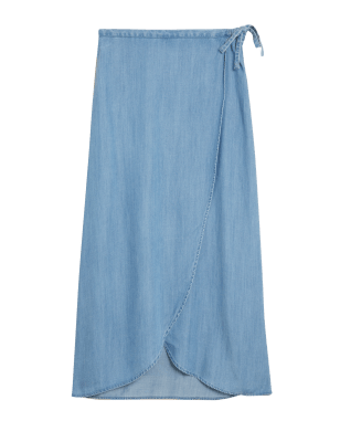 

M&S Collection Falda a media pierna 100% Tencel™Womens - Denim, Denim