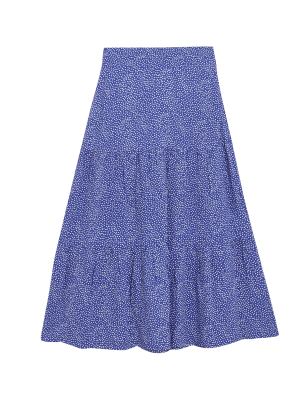 

Womens M&S Collection Polka Dot Midi Tiered Skirt - Purple Mix, Purple Mix