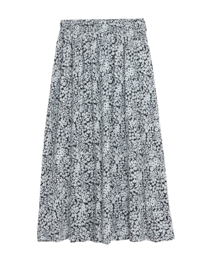 

M&S Collection Falda circular a media pierna de florecillas de puntoWomens - Black Mix, Black Mix