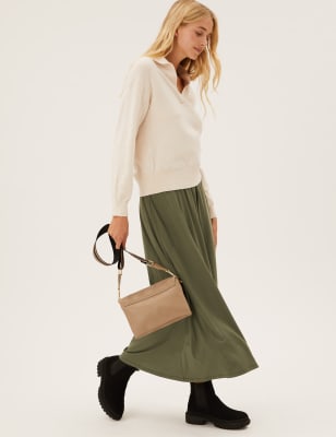 

Womens M&S Collection Skater-Rock in Maxilänge mit hohem Tencel™-Anteil - Khaki, Khaki