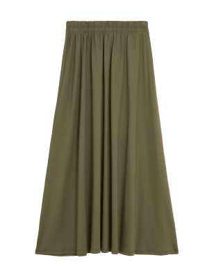 Womens M&S Collection Tencel™ Rich Maxi Skater Skirt - Khaki