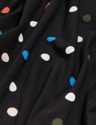 

Womens M&S Collection Jersey Polka Dot Midi Skater Skirt - Black Mix, Black Mix