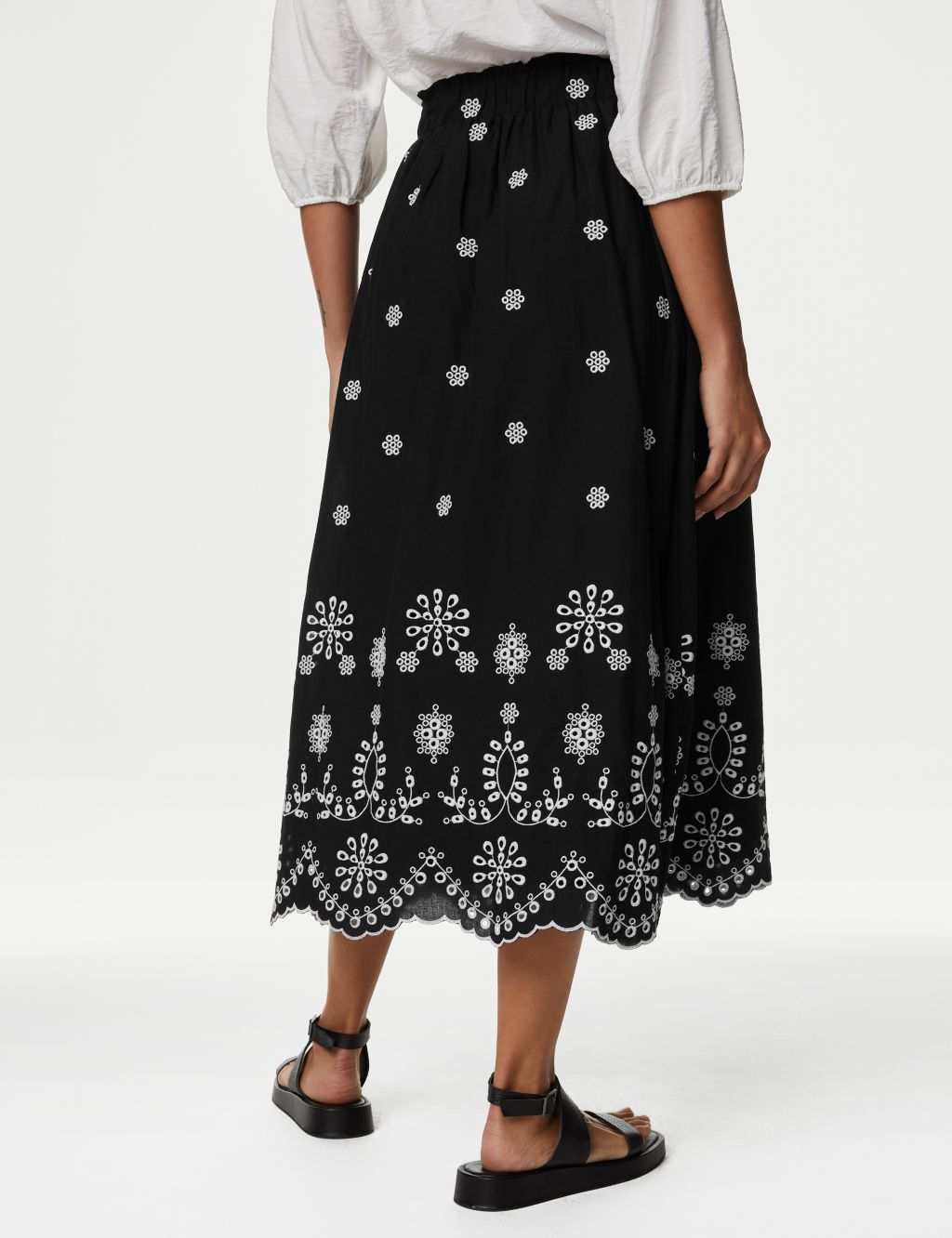 Pure Cotton Broderie Midi Tiered Skirt image 4