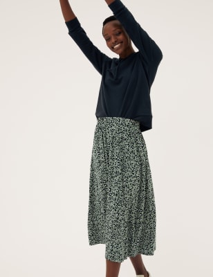 

Womens M&S Collection Animal Print Jersey Skater Skirt - Khaki Mix, Khaki Mix