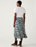 Floral Ruffle Midi Wrap Skirt