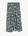 Floral Ruffle Midi Wrap Skirt