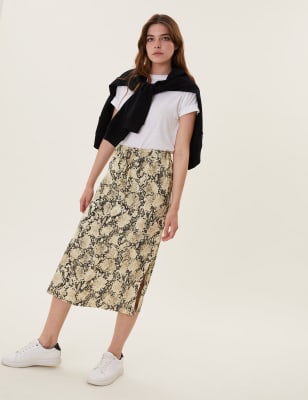 Animal print shop midi pencil skirt