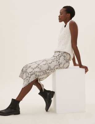 

Womens M&S Collection Midi-Bleistiftrock mit Tiermuster - Natural Mix, Natural Mix