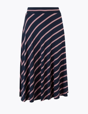 Jersey Striped Midi Skater Skirt | M&S Collection | M&S