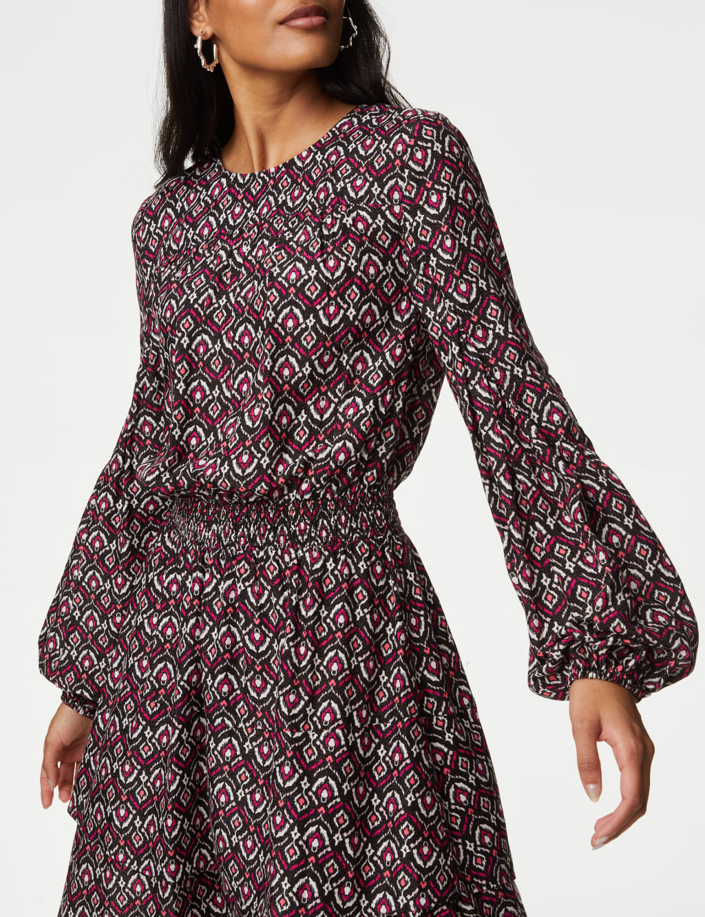 Printed Ruffle Mini Waisted Dress image 1
