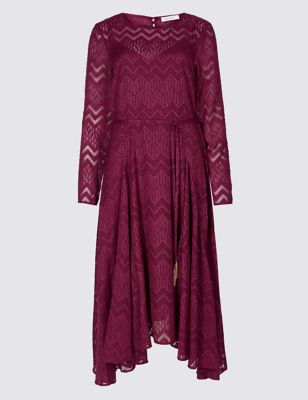 Textured Long Sleeve Tea Midi Dress | Per Una | M&S