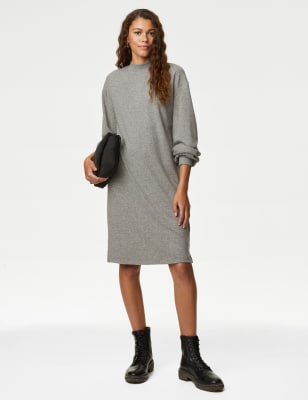 High Neck Cosy Mini Jumper Dress - NZ